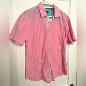 Hugo Boss Slim Fit Pink/White Stripes Button Down Shirt - Size Large